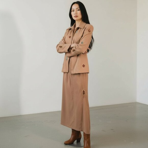 Together Tan Jacket and Skirt Suit - Picture 3 of 10